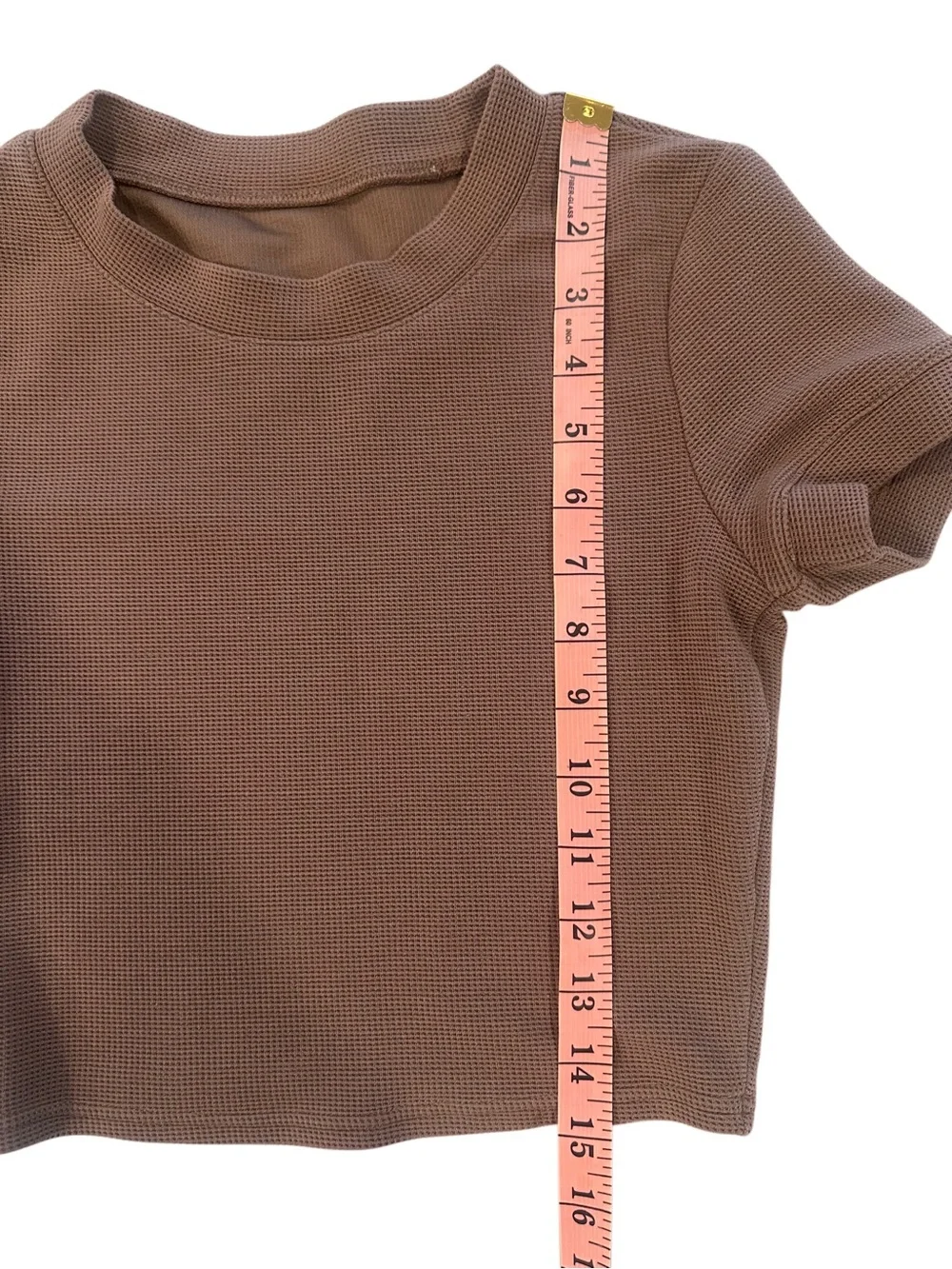 Alo Women's Brown Waffle Crop Top & Pants Set - Picture 6 of 13